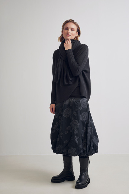 skirt with jersey waistband taffetas jacquard