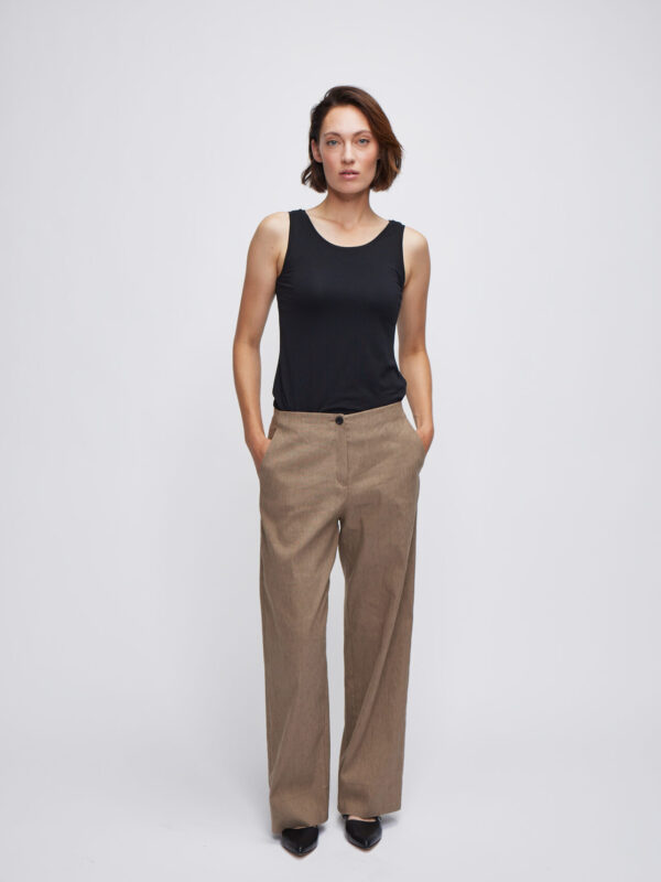 pant wide long linenstretch melange